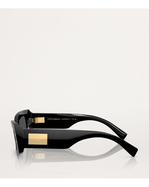 Dolce & Gabbana Black Acetate Rectangular Sunglasses