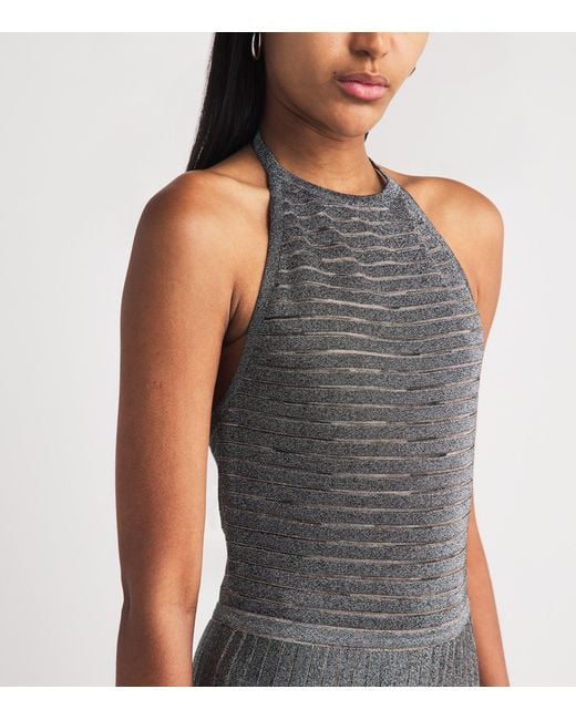 Missoni Gray Lamé Open-Back Maxi Dress