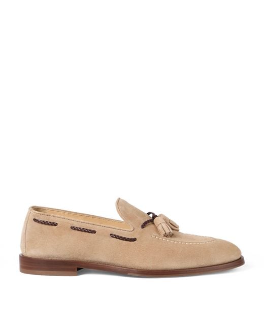 Brunello Cucinelli Natural Suede Tassel Loafers