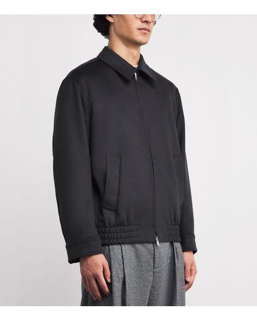 Lardini Black Cashmere-Wool Bomber Jacket for men