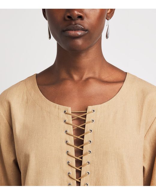 Tory Burch Natural Linen-Blend Kaftan