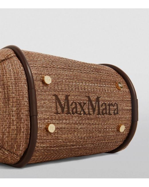 Max Mara Brown Raffia Marine Mini Top-handle Bag