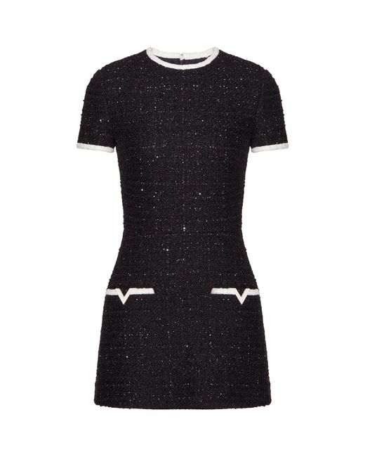 Valentino Garavani Black Tweed Mini Dress