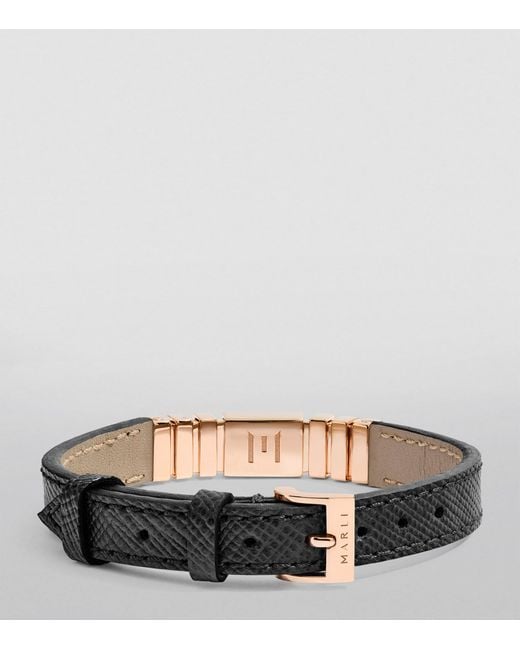 Marli New York Black And Saffiano Leather Unii Bracelet