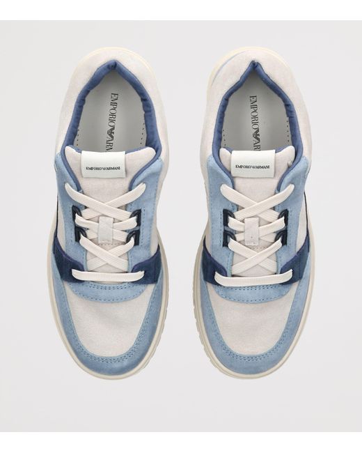 Giorgio Armani Blue Suede City Sneakers for men