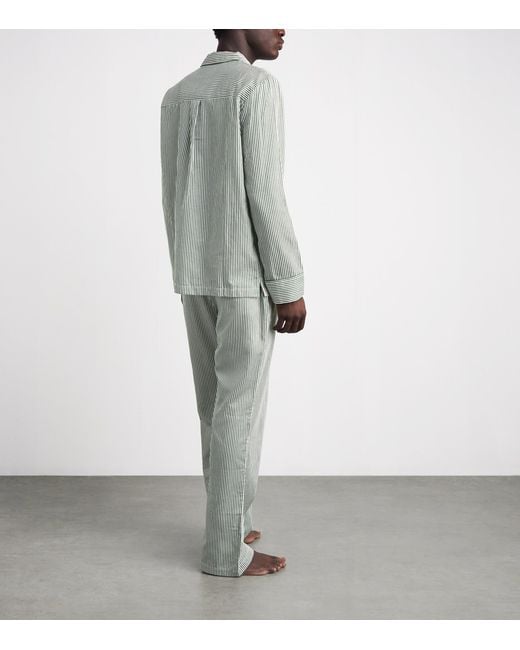 Harrods Gray Cotton Stripe Pyjama Shirt for men