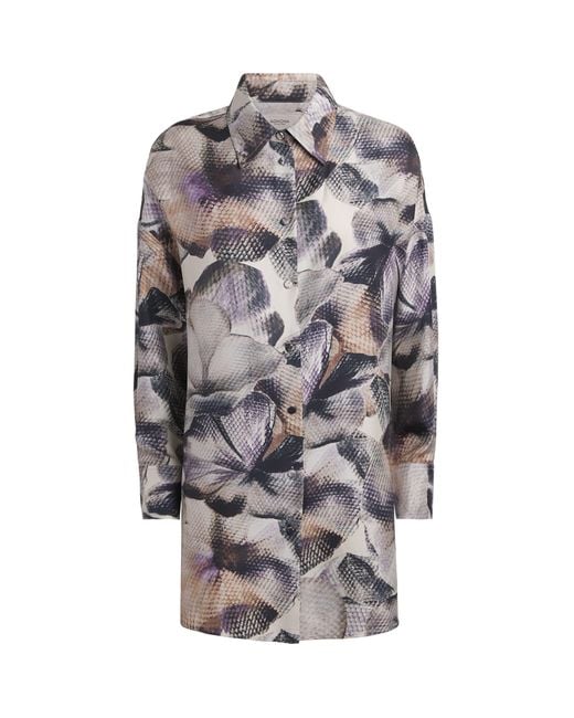 Agnona Gray Silk Printed Shirt