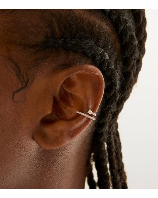 Astrid & Miyu Brown Rhodium-Plated Cosmic Crystal Illusion Ear Cuff