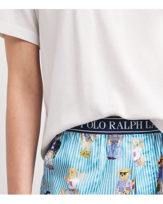 Polo Ralph Lauren Blue Cotton Polo Bear Logo Pyjama Shorts