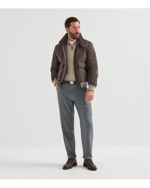 Brunello Cucinelli Gray Virgin Wool Flannel Tailored Trousers for men