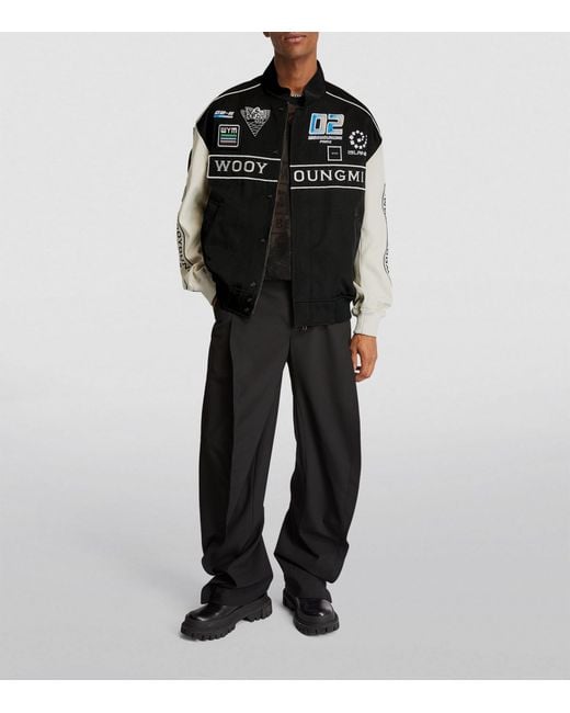 Wooyoungmi Black Oversized Varsity Jacket for men