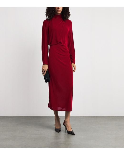 Camilla & Marc Red Draped Ravine Midi Dress