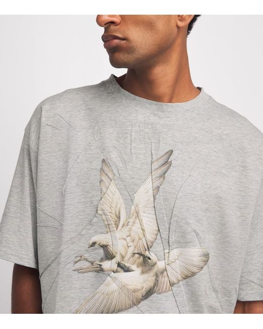 Maison Margiela Gray Cotton Creased Bird T-Shirt for men