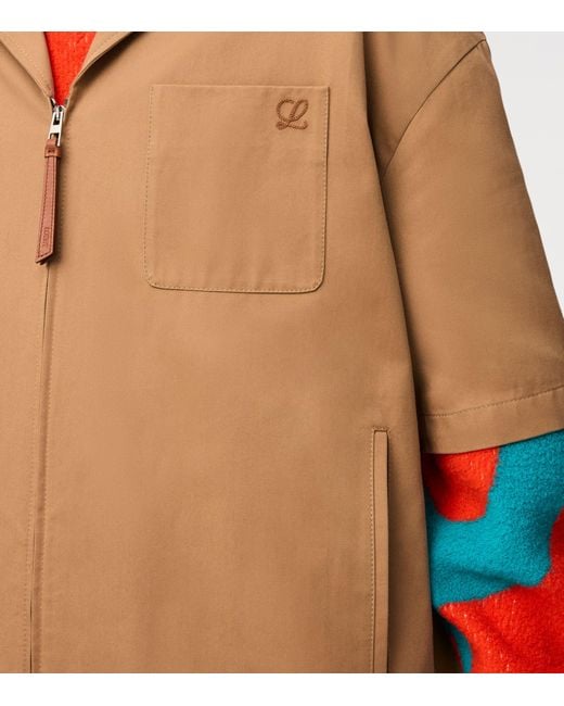 Loewe Brown Cotton-Blend Zip-Up Shirt for men