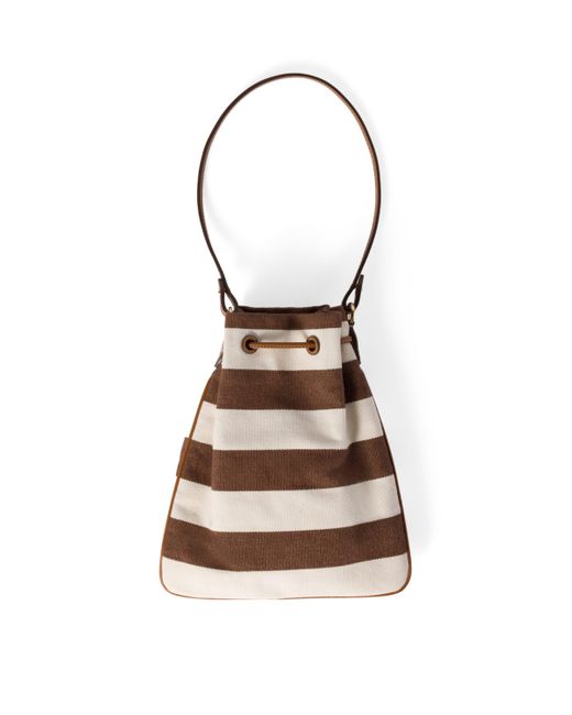 Miu Miu Black Striped Drawstring Pouch