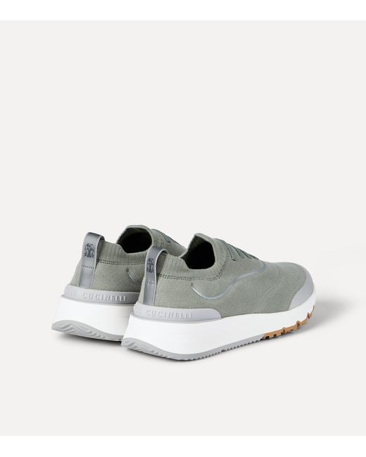 Brunello Cucinelli Gray Technical Cotton Sneakers for men
