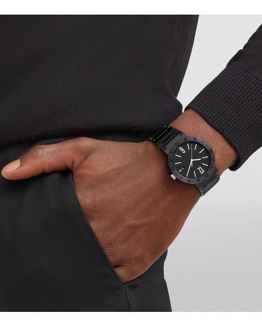 BVLGARI Black Carbon-coated Steel Watch 41mm for men