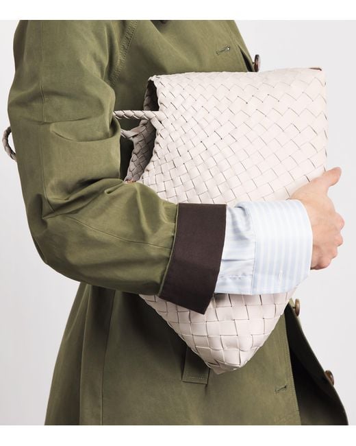 Dragon Diffusion Natural Small Leather Woven Santa Croce Tote Bag