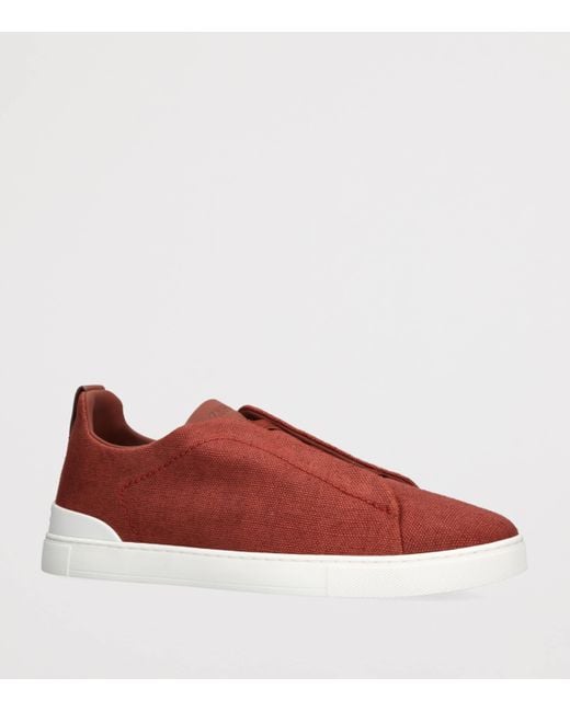 Zegna Red Cotton-Linen Triple Stitch Sneakers for men