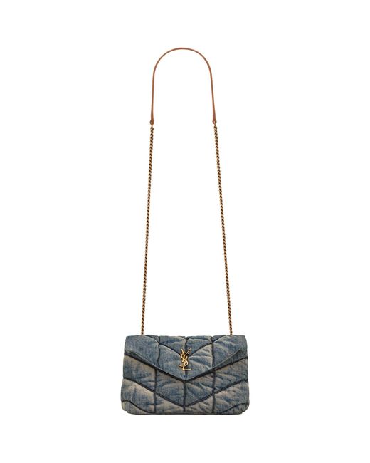Saint Laurent Denim Toy Loulou Puffer Shoulder Bag in Blue Lyst UK