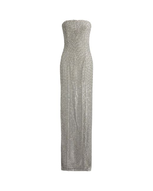 Ralph Lauren White Embellished Shelly Maxi Dress