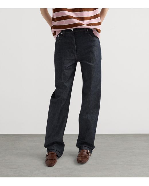 Prada Blue Raw Denim Straight Jeans