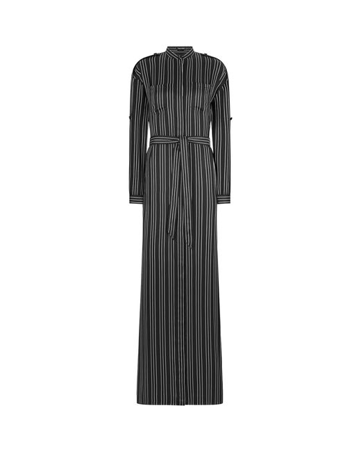 Tom Ford Black Silk Stripe Maxi Shirt Dress