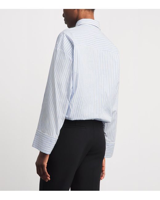 Sandro Blue Cotton Stripe Cropped Shirt