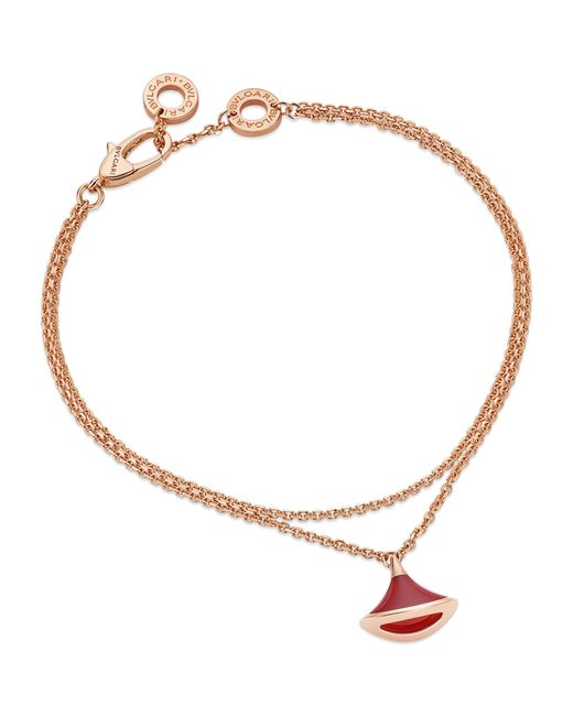 BVLGARI Metallic Rose Gold And Carnelian Divas' Dream Bracelet