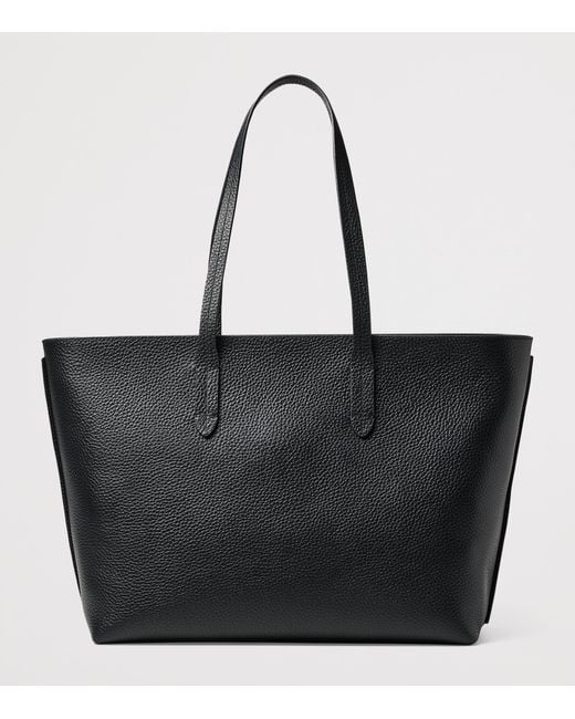 Aspinal Black Leather East West Tote Bag