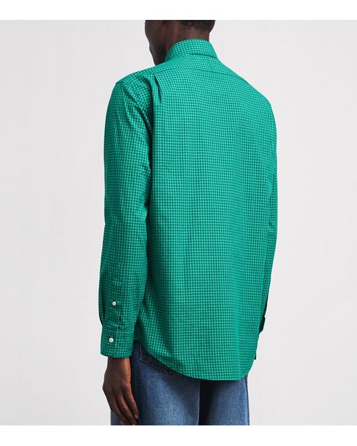 Polo Ralph Lauren Green Cotton Poplin Check Polo Pony Shirt for men