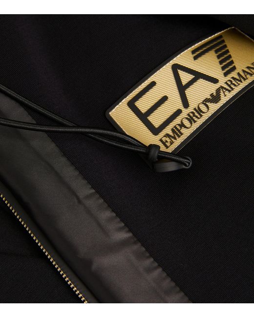 EA7 Black Logo Plaque Hoodie for men