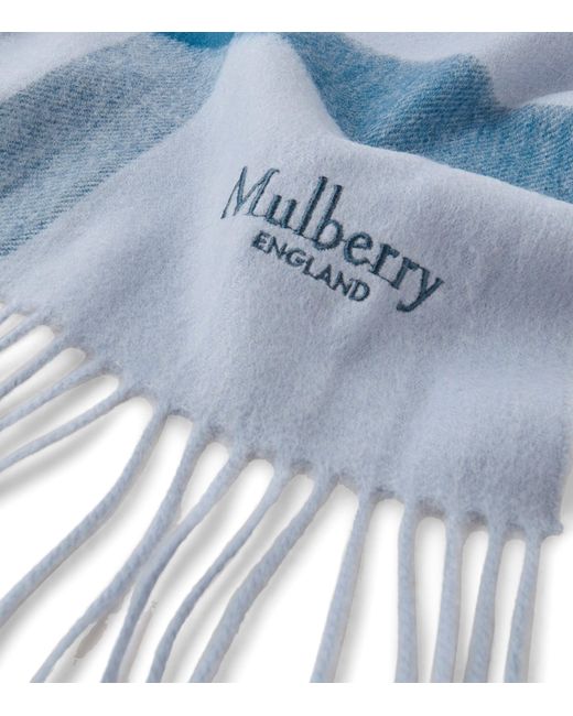 Mulberry Blue Large Merino Wool Check Scarf