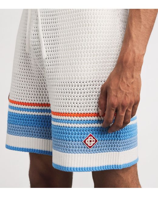 Casablanca Blue Cotton Chevron Crochet Shorts for men