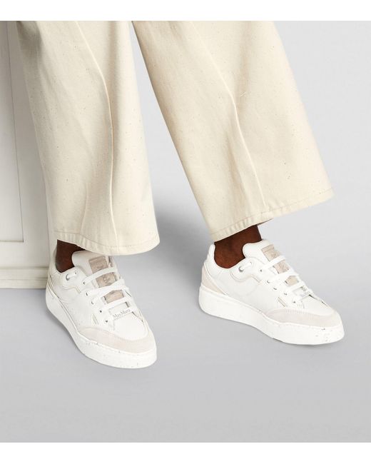Max Mara White Leather-suede Sneakers