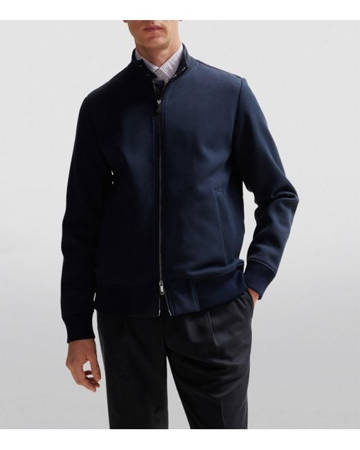 Boss Blue Zip-Up Bomber Jacket for men