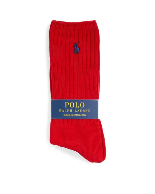 Polo Ralph Lauren Classic Sport Crew Socks Black Red BIG PONY Logo