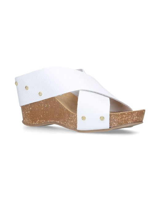 Carvela Kurt Geiger White Sooty Leather Wedges 80