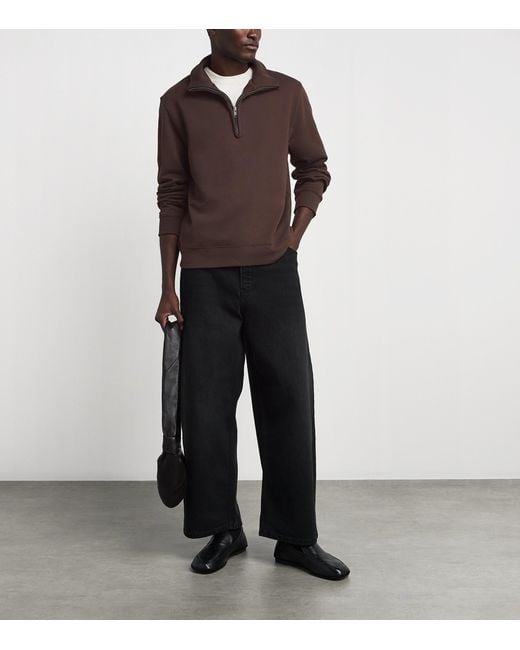 Sandro Brown Cotton Half-Zip Sweater for men