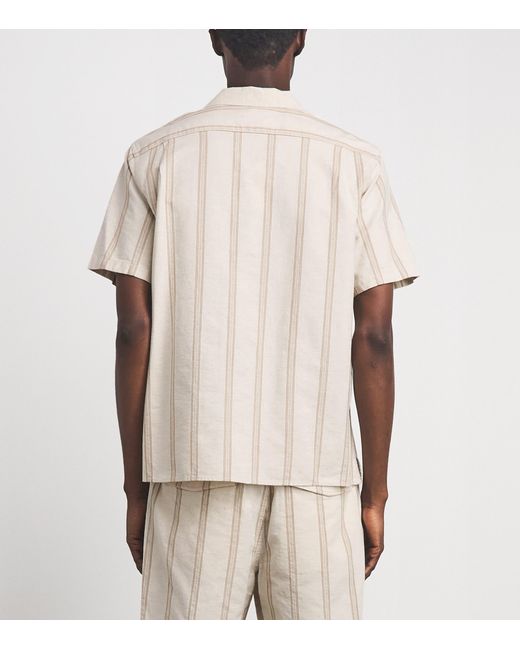 Vince White Cotton-Hemp Stripe Shirt for men