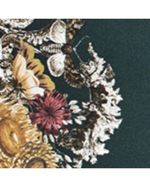 Aspinal Green Silk Floral Monogram Scarf