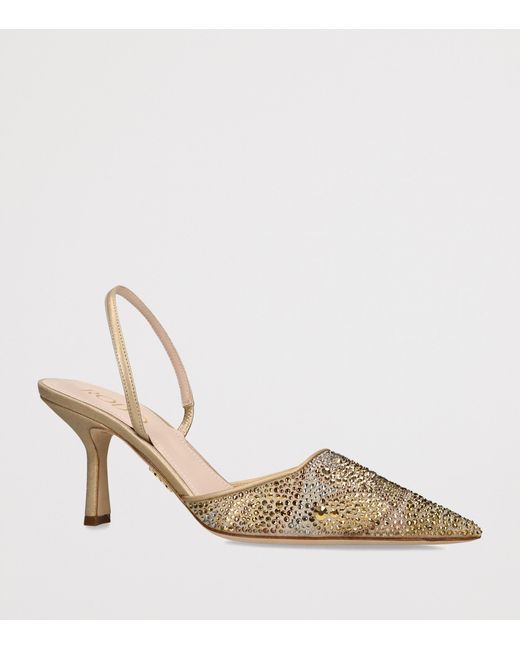 Rodo Metallic Rhinestone-Embellished Assia Slingback Heels 75