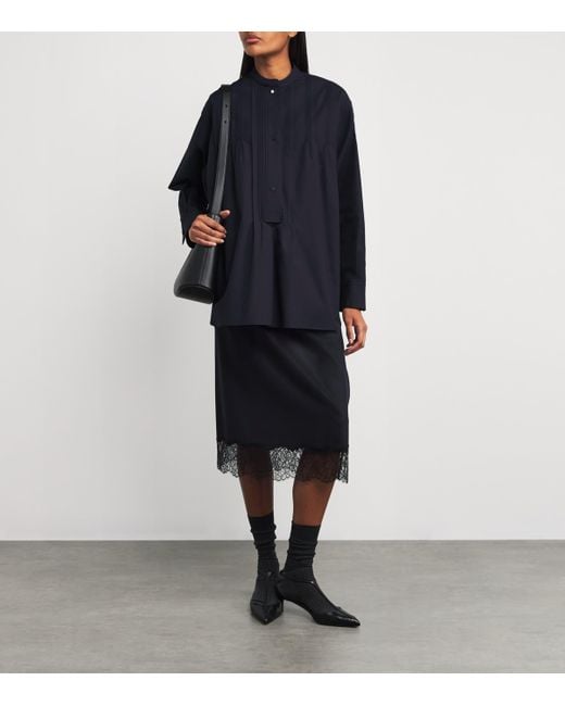 Carven Black Lace-Trim Midi Skirt