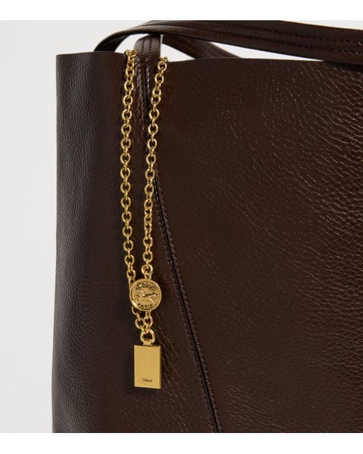 Chloé Brown Large Calfskin Spin Tote Bag