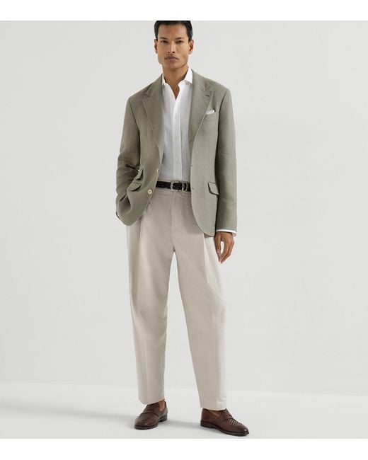 Brunello Cucinelli White Linen Shirt for men