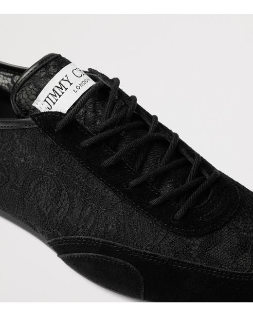 Jimmy Choo Black Sunny Lace Low-Top Sneakers