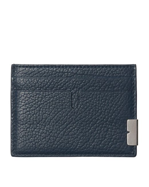 Burberry Blue Grained Leather B-cut Card Holder for men