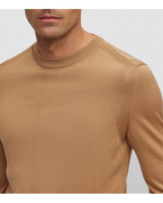Boss Brown Wool-Silk-Cashmere Sweater for men