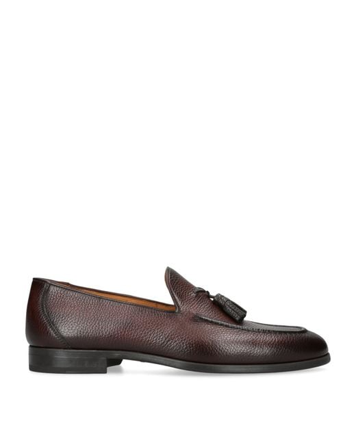 Magnanni Shoes Brown Leather Seneca Tassel Loafers for men