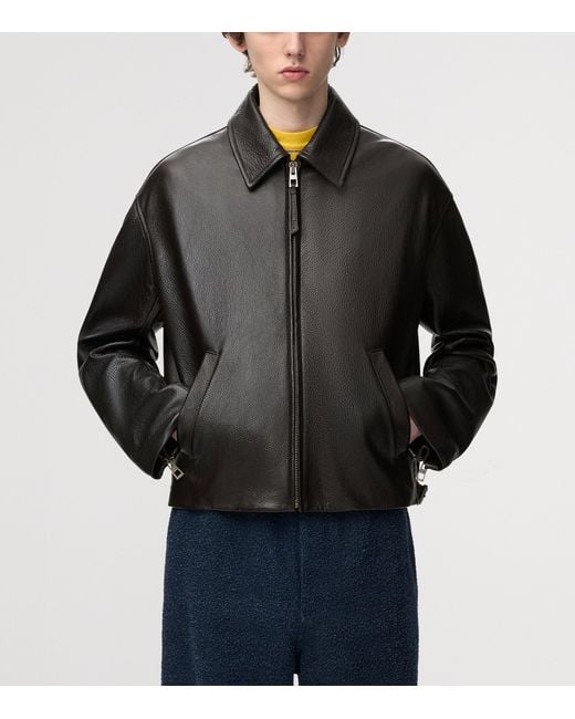 Loewe Black Deerskin Zip-Up Jacket for men